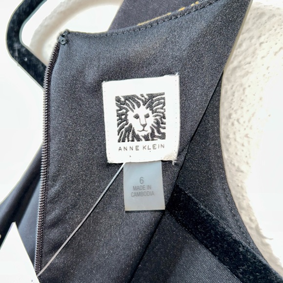 NWT Anne Klein black/mustard yellow floral tie waist sleeveless midi dress sz 6 - Picture 8 of 10